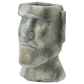 Easter Island Planter or Plant Stand, Gray, 6.7"