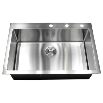 33" Drop-In/Top-Mount Stainless Steel Single Bowl Kitchen Sink