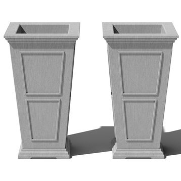 Brixton Tall Planter, 28", Gray, 28 Inch, 2 Pack