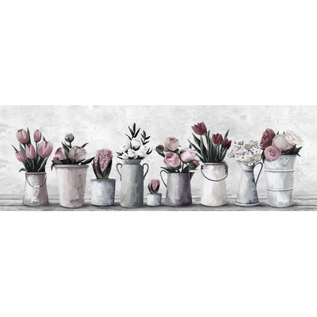 "Fresh Cut Flowers" Painting Print on Wrapped Canvas, 30"x10"