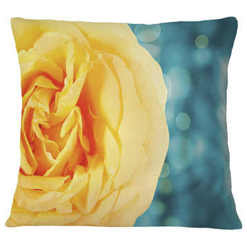Rose Flower With Lit Up Background Floral Throw Pillow, 16"x16"