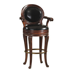 Howard Miller - Saranac 30 1/2" Black Faux Leather Swivel Barstool - Bar Stools And Counter Stools