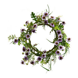 Shea's Wildflower - 19" Black Eye Susan Wreath, Lavender - Wreaths And Garlands