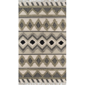 Novogratz by Momeni Indio Avalon Hand Made Wool Sage Area Rug, 5'x7'