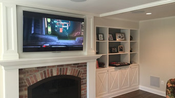 65" 4K LED TV over Fireplace with in-ceiling 5.1 Surround System