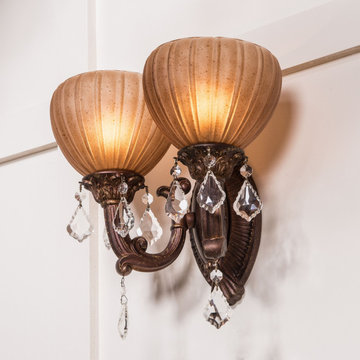 JM Monaco Crystal Wall Sconce In Aged Bronze 2 Light 15"