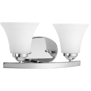 2-Light Bath and Vanity, Polished Chrome With Etched Fluted Shades