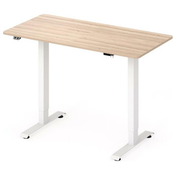 Furniture of America Tilah Metal Height Adjustable Office Desk in Natural
