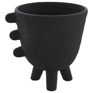 Primitive Porcelain 3 Leg Cache Pot, Black