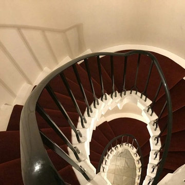 Carpet runner on a spiral staircase
