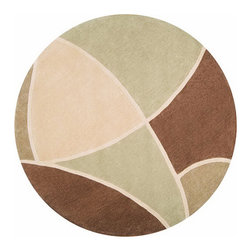 Cosmopolitan Coffee Bean and Green Round Rug - Rugs