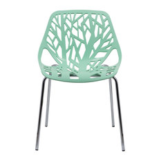 Leisuremod Modern Asbury Dinin Chair With Chromed Legs, Mint