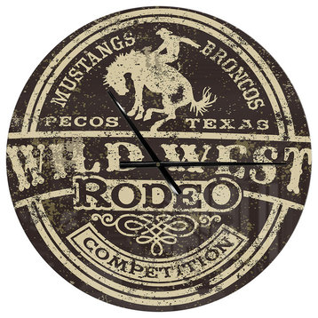 Wild West Rodeo Oversized Farmhouse Metal Clock, 23x23