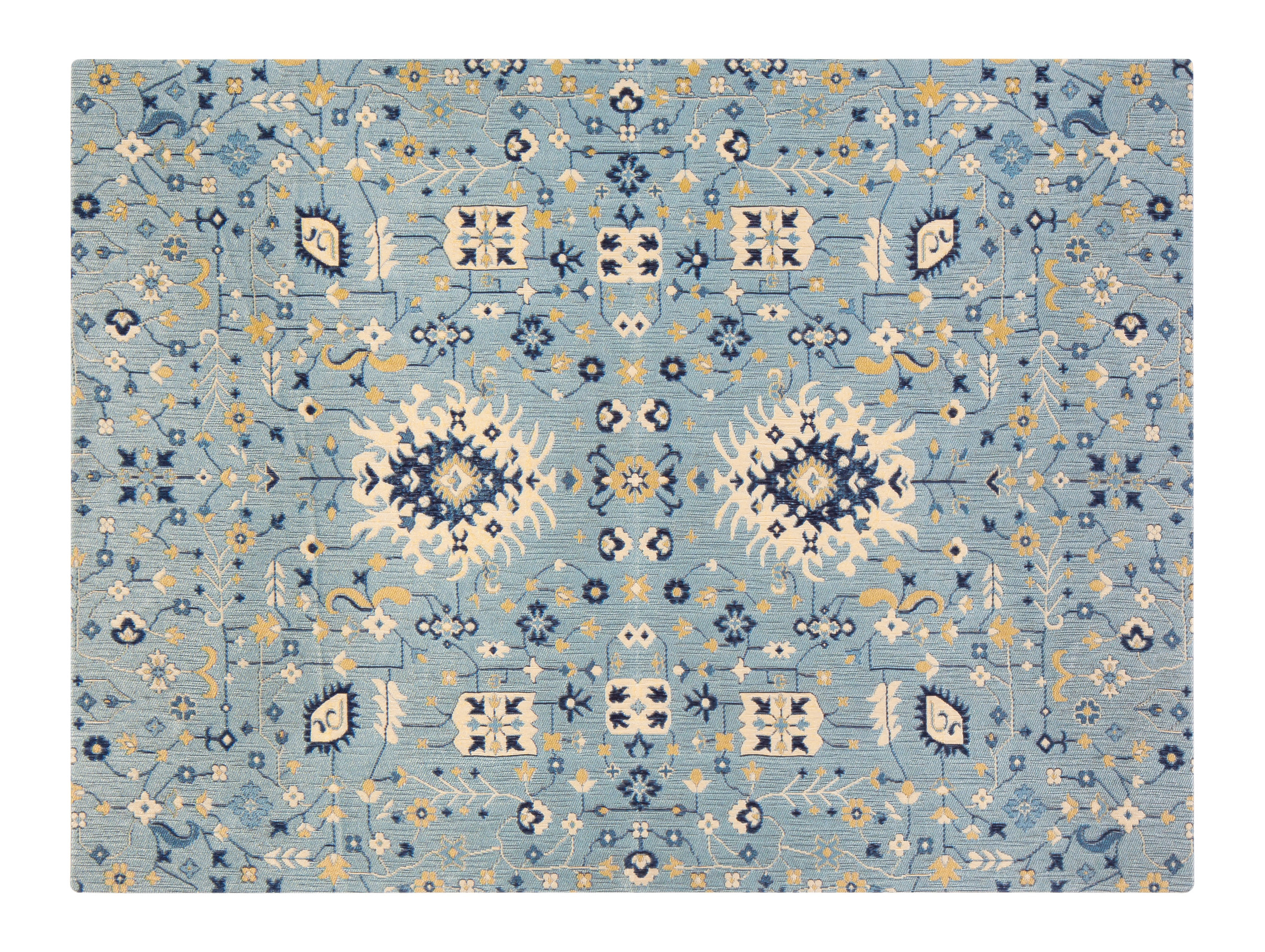 Tabrix Blue and Beige Rug'd Chairmat, 40"x54", .25" Pile Height