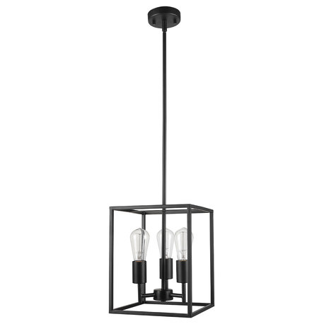 Heath 3-Light Matte Black Convertible Flush Mount Ceiling Light Chandelier