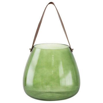 Glass Vase, Green, 10"