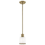 Livex Lighting - Livex Lighting Antique Brass 1-Light Mini Pendant - A magnificent home lighting choice, the Middlebush collection one light mini pendant effortlessly blends traditional style with clean, modern-day materials.