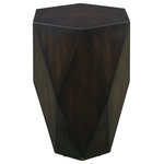 Uttermost - Uttermost Volker Black Wooden Side Table - This Unique Geometric Table Features A Sunburst Top In Mango Veneer With A Worn Black Finish With Natural Distressing, Rubbed To Reveal Honey Undertones.
