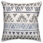 DDCG - Gray and Blue Aztec Spun Poly Pillow, 18"x18" - This polyester pillow features a gray and blue aztec design to help you add a stunning accent piece to  your home. The durable fabric of this item ensures it lasts a long time in your home.  The result is a quality crafted product that makes for a stylish addition to your home. Made to order.