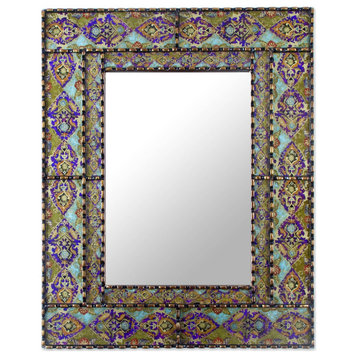 NOVICA Colorful Reflection And Reverse Painted Glass Wall Mirror