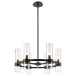 Z-Lite - Z-Lite 4008-6MB Datus 6 Light Chandelier in Matte Black - Take a minimalist approach to lighting a custom space, starting with the sophisticated design of this matte black iron and glass six-light chandelier. Perfect for a small- to mid-sized contemporary dining room, kitchen, or hallway, the Datus chandelier delivers drama with a round frame crafted of bold matte black finish steel, dressed up with delicate clear glass cylinder shades.