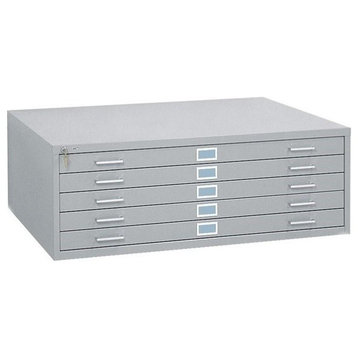 Safco 5 Drawer Metal Flat Files Cabinet for 36" x 48" Documents in Gray