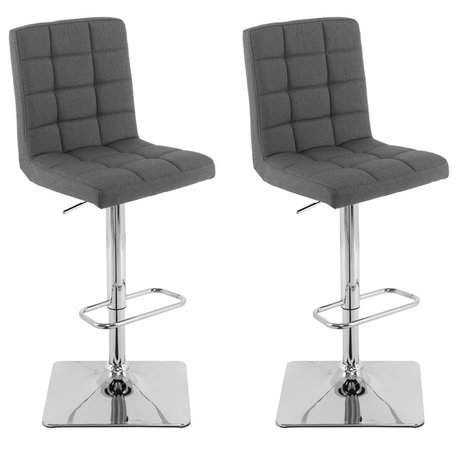 Heavy Duty Gas Lift Adjustable Barstool, Set of 2, Tufted Dark Gray