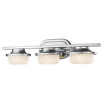 Z-Lite - 3 Light Vanity Light Chrome - The Optum collection vanity fixtures incorporate a transitional vintage industrial style with chic contemporary. Utilizing Z-Lite's new long-lasting, replaceble LED technology, these fixtures provide energy efficiency while delivering optimum illumination. Matte Opal glass is paired with optional Brushed Nickel or Chrome finishes creating a clean design.