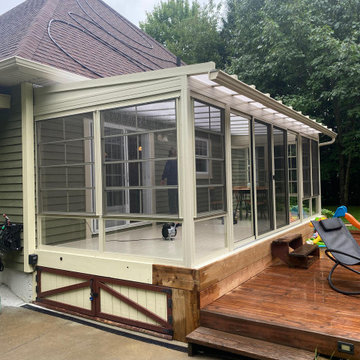3 Season Sunroom with 4-Track Stacking Windows
