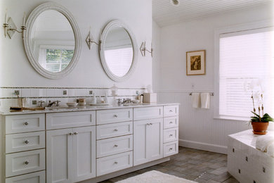 Example of a beach style bathroom design in New York