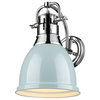 1-Light Wall Sconce in Chrome with Seafoam Shade