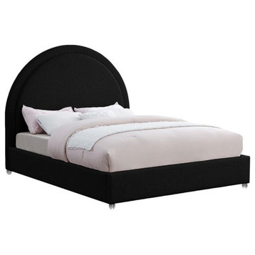 Maklaine Contemporary designed Black Finished Fabric Queen Bed