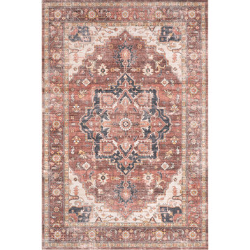 nuLOOM Emmy Faded Persian Machine Washable Area Rug, Red 5' x 8'