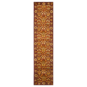 Safavieh Antiquity Collection AT51 Rug, Wine/Gold, 2'3"x10'