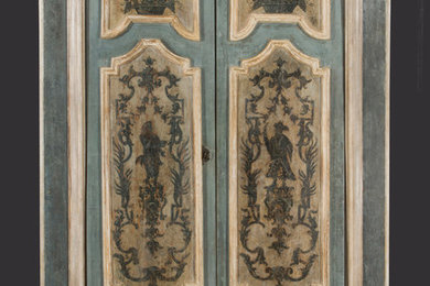 Recupero importante porta dipinta veneziana inizio XVIII secolo