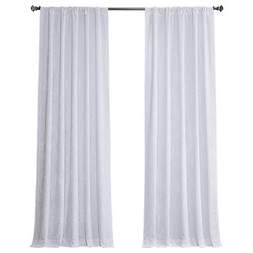 Lush Crush Velvet Window Curtain Single Panel, Pearl White, 50w X 108l