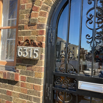 Round Top Security Storm Door With Mail Slot