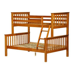 Brazilian Mission Style Bunk Bed in Honey Pine - Bunk Beds