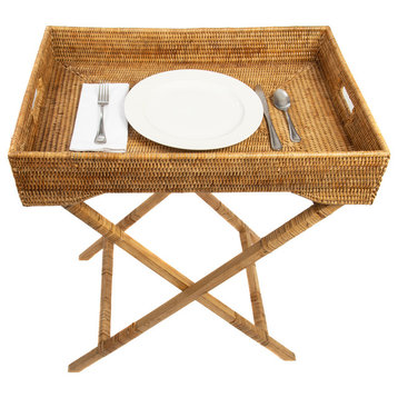 Artifacts Rattan™ Butler Tray/Table, Honey Brown