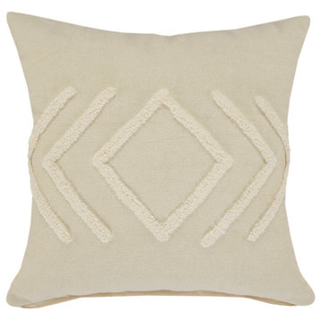 20" X 20" Birch And White 100% Cotton Geometric Zippered Pillow