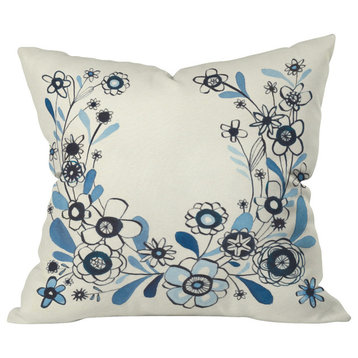 Deny Designs Cori Dantini Modern Delft Floral Outdoor Throw Pillow
