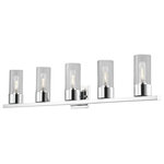 Livex Lighting - Carson 5 Light Polished Chrome Vanity Sconce - The Carson transitional five light vanity sconce will bring posh sophistication to your decor. The backplate and clear cylinder glass give this polished chrome finish a sleek, contemporary look.