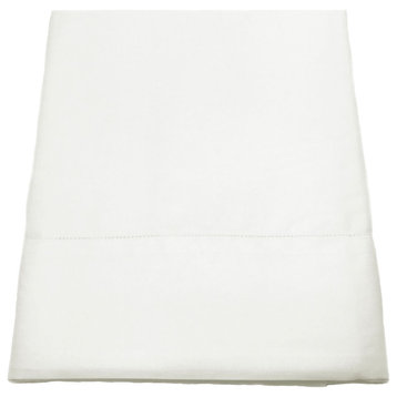 Hemstitch Cotton Sateen Flat Sheet, Ivory, Full