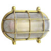 US J-Box Ready - Oval Cage Bulkhead Sconce (Indoor/Outdoor/Solid Brass), Unlacqu