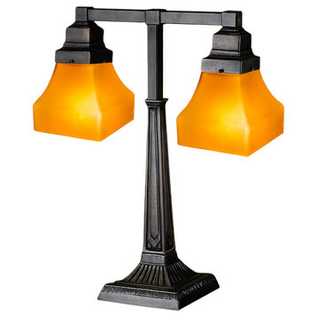 20H Bungalow Frosted Amber 2 Arm Desk Lamp