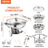 VEVOR 2-Pack Round Chafing Dish Set With Full-Size 4Qt Pan Glass Lid Fuel Holder