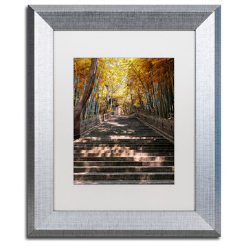 Philippe Hugonnard 'Autumn Stairs' Art, Silver Frame, White Matte, 14"x11"