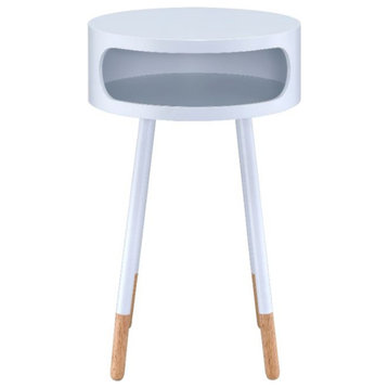 Acme Sonria Accent Table White and Natural Finish