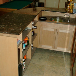 Oak and Marble Bar - Wine And Bar Cabinets