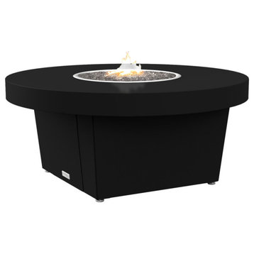 Circular Fire Pit Table, 48", Propane, Black Powdercoat Top, Black